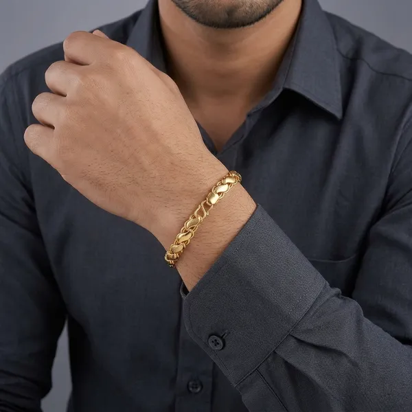 Gold_Panchaloha_Textured_Chain_Bracelet_For_Men