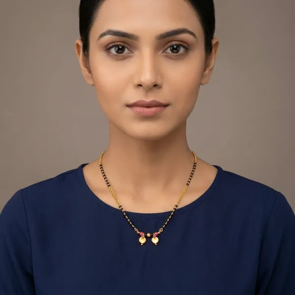 Gold_Panchaloha_Black_Beaded_Pink_Stone_Mangalsutra_For_Women