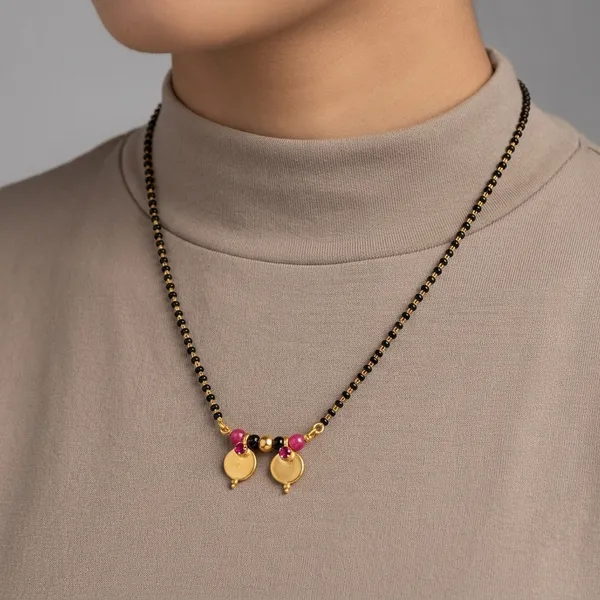 Gold_Panchaloha_Black_Beaded_Pink_Stone_Mangalsutra_For_Women