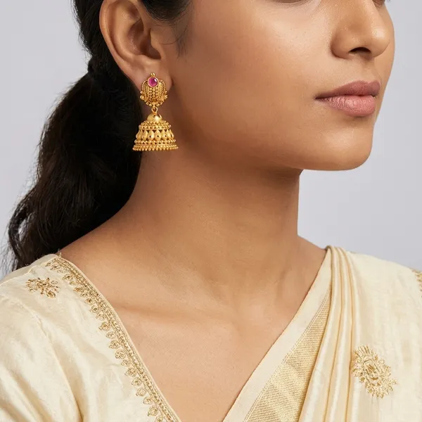 Gold_Panchaloha_Pink_Stone_Traditional_Jhumka_Earrings_For_Women