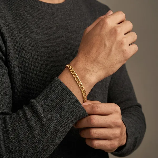 Gold_Panchaloha_Flat_Link_Chain_Bracelet_For_Men