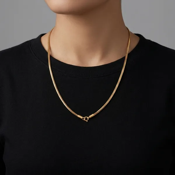 Gold_Panchaloha_Flat_Snake_Chain_Necklace_For_Unisex