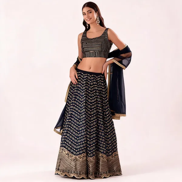 Navy_Blue_Georgette_Lehenga_For_Women