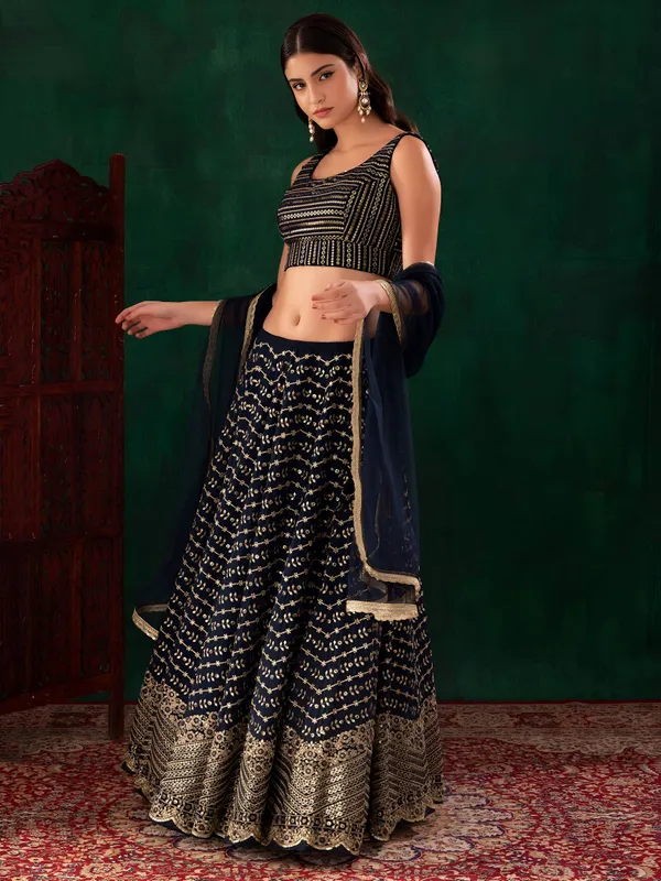Navy_Blue_Georgette_Lehenga_For_Women