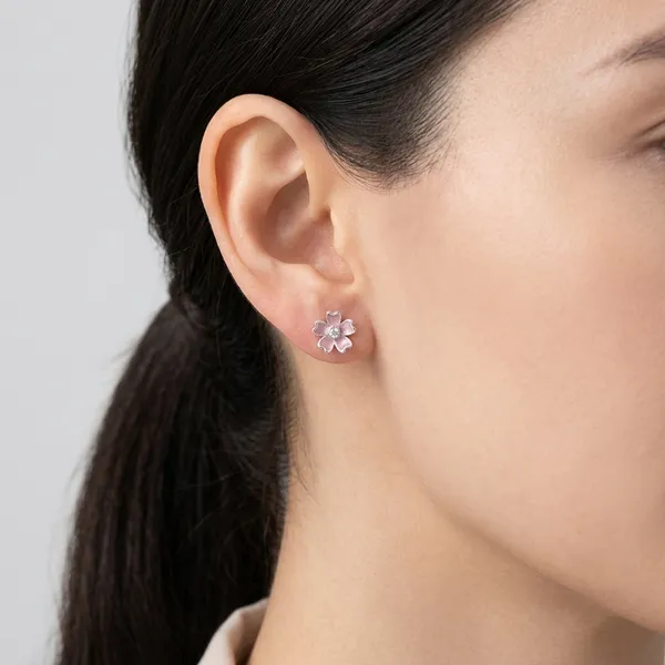 Silver_Sterling_925_Pink_Enamel_Crystal_Flower_Stud_Earrings_For_Women