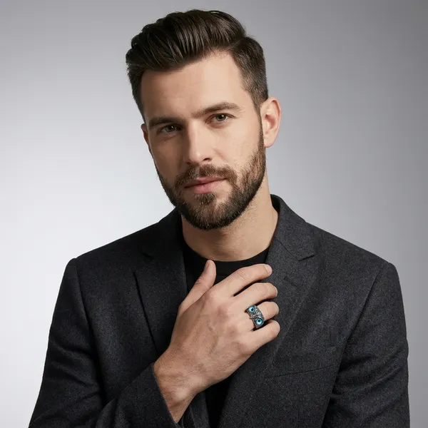 Silver_Sterling_925_Oxidized_Owl_Eye_Blue_Stone_Ring_For_Men