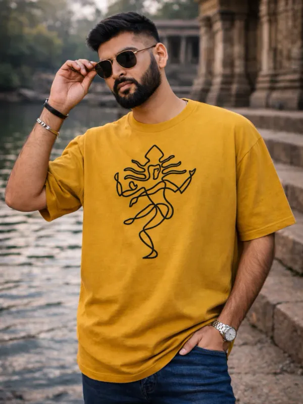 Mahamritunjaya_Mustard_Yellow_Cotton_Oversized_T-Shirt