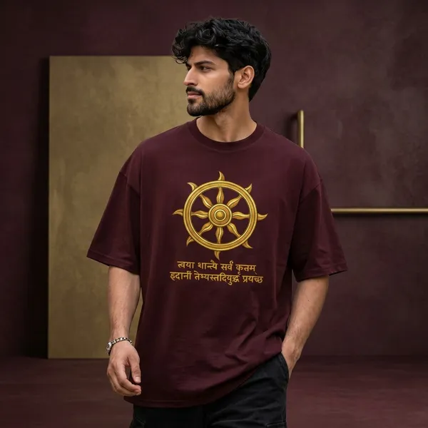 Krishna_Kurukshetra_Maroon_Cotton_Oversized_T-Shirt