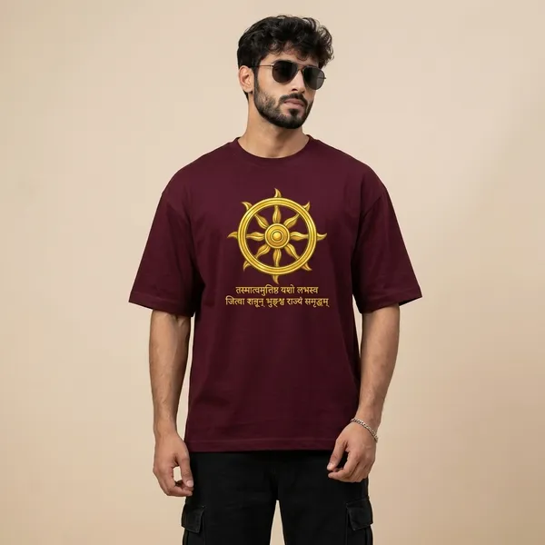 Krishna_Kurukshetra_Maroon_Cotton_Oversized_T-Shirt