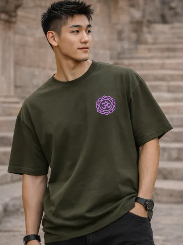 Chakra_Olive_Green_Cotton_Oversized__T-Shirt