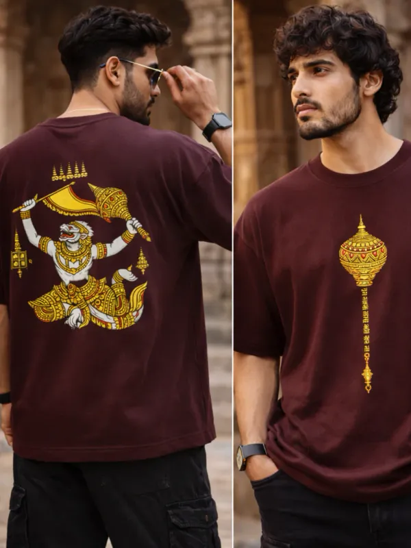 Hanuman_Maroon_Cotton_Oversized_T-Shirt