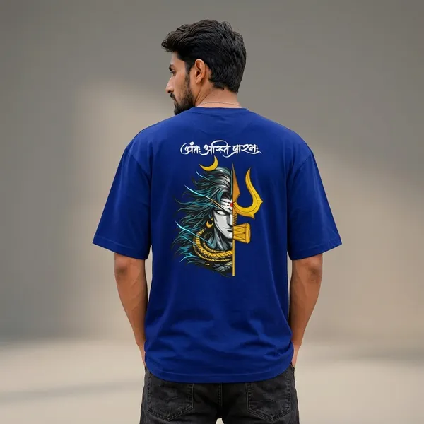 Antah_Asti_Prarambh_Royal_Blue_Cotton_Oversized__T-Shirt