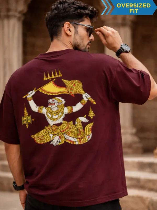 Hanuman_Maroon_Cotton_Oversized_T-Shirt