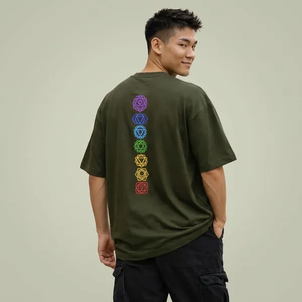 Chakra_Olive_Green_Cotton_Oversized__T-Shirt