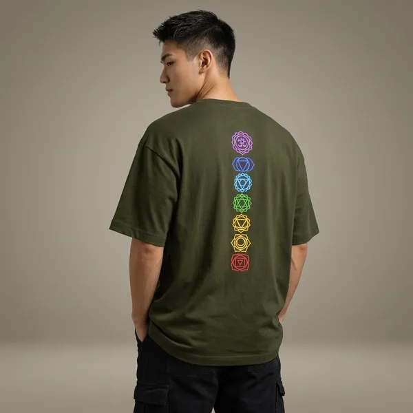 Chakra_Olive_Green_Cotton_Oversized__T-Shirt