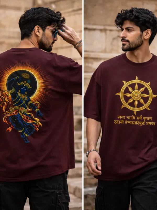 Krishna_Kurukshetra_Maroon_Cotton_Oversized_T-Shirt