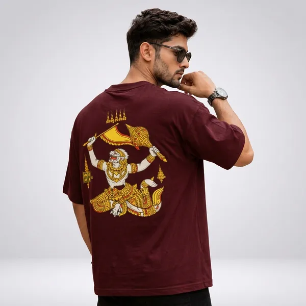 Hanuman_Maroon_Cotton_Oversized_T-Shirt