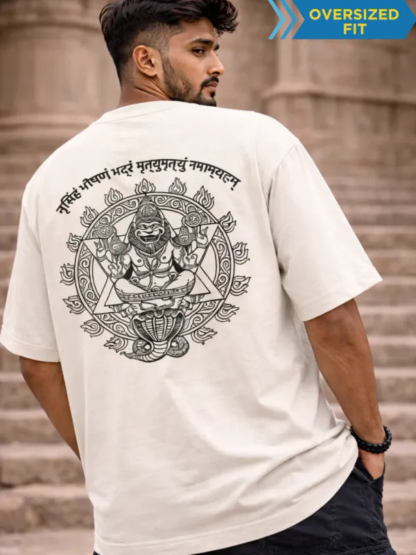 Off_White_Cotton_Oversized_Narasimha_Mantra_T-Shirt_For_Men