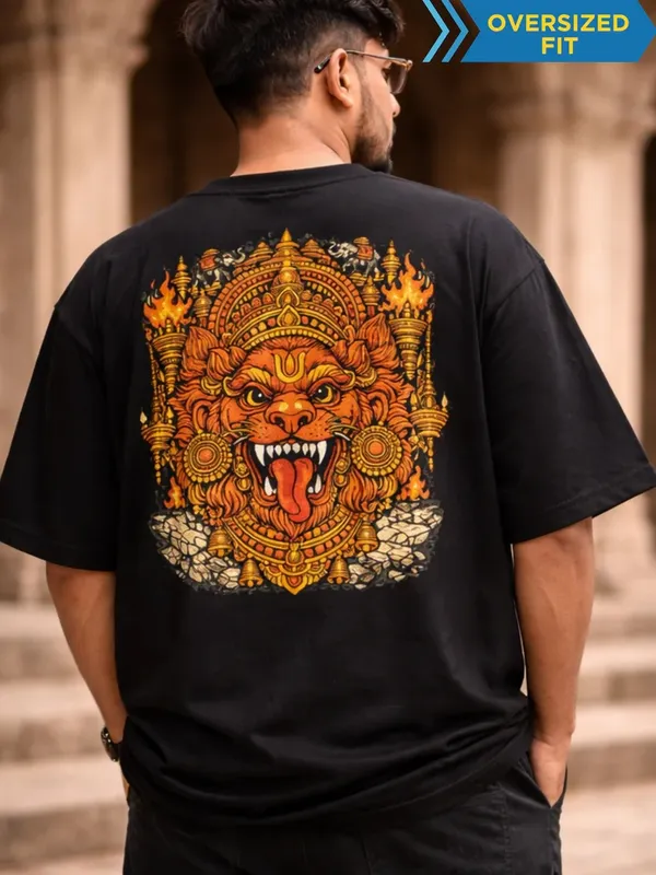 Narasimha_Black_Cotton_Oversized_T-Shirt