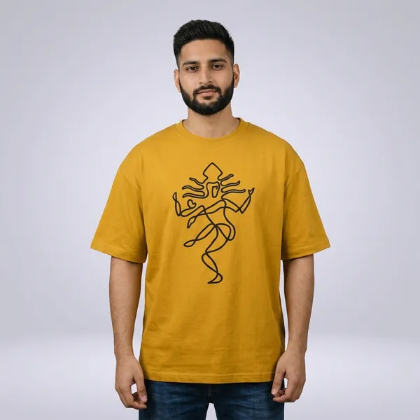 Mahamritunjaya_Mustard_Yellow_Cotton_Oversized_T-Shirt
