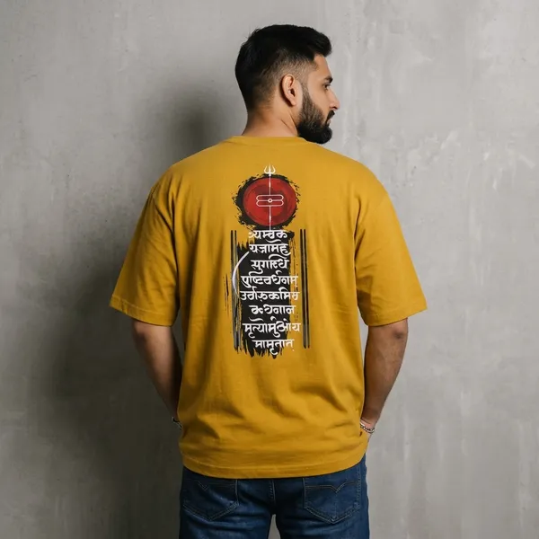 Mahamritunjaya_Mustard_Yellow_Cotton_Oversized_T-Shirt