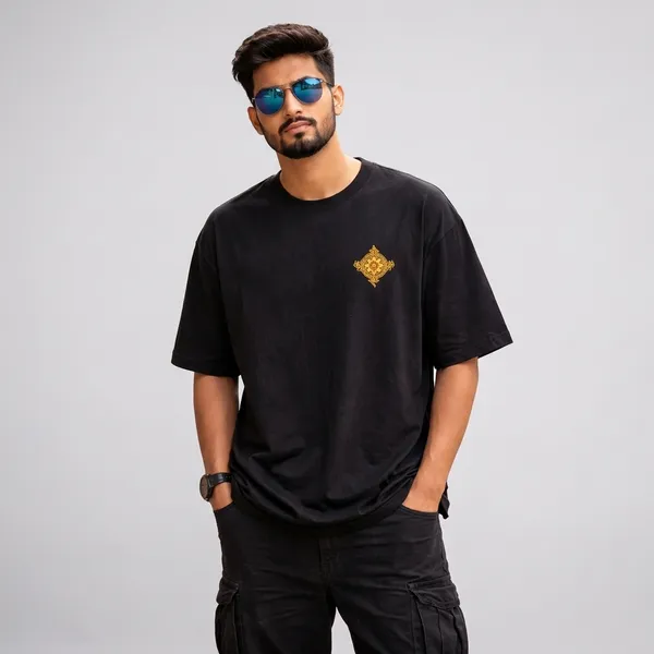Narasimha_Black_Cotton_Oversized_T-Shirt