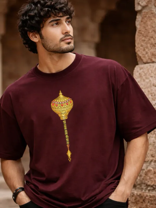 Hanuman_Maroon_Cotton_Oversized_T-Shirt