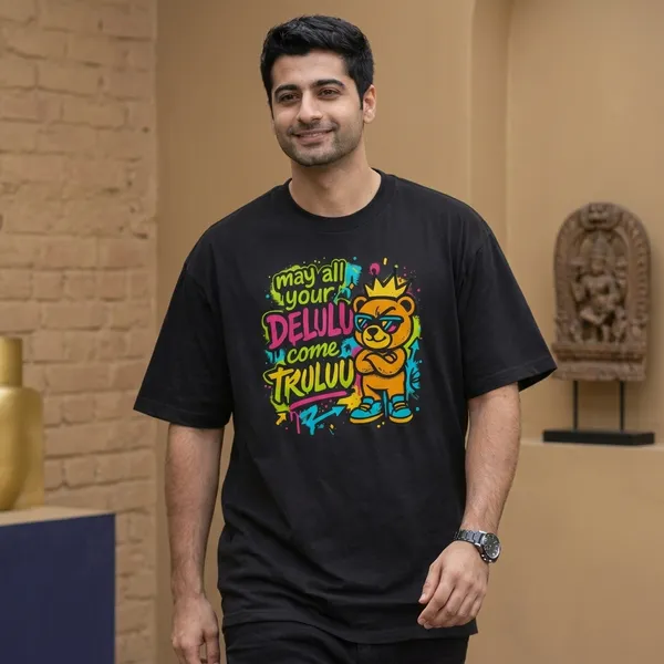 Delulu_Black_Cotton_Oversized_T-Shirt