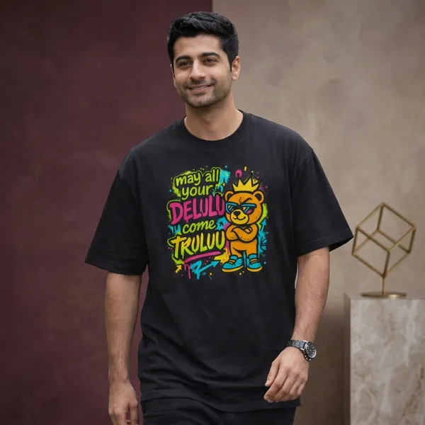 Delulu_Black_Cotton_Oversized_T-Shirt