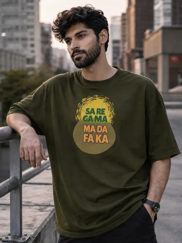 Saregama_Olive_Green_Cotton_Oversized_T-Shirt