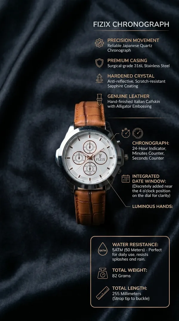 Brown_Leather_Strap_Silver_White_Dial_Chronograph_Watch_For_Men