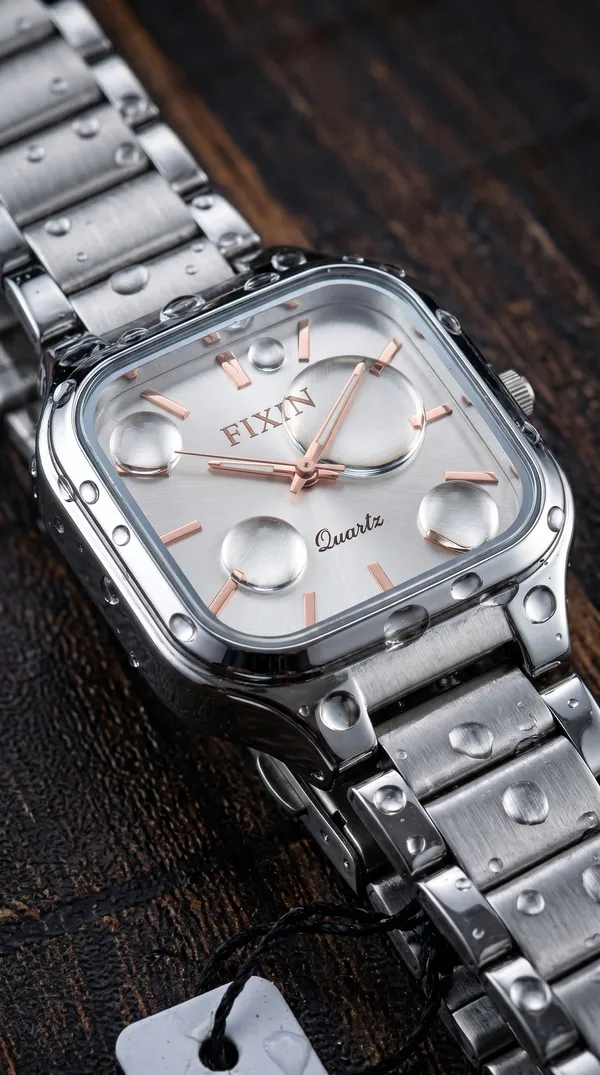 Silver_Stainless_Steel_Square_Dial_Quartz_Watch_For_Unisex