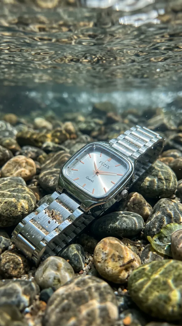 Silver_Stainless_Steel_Square_Dial_Quartz_Watch_For_Unisex