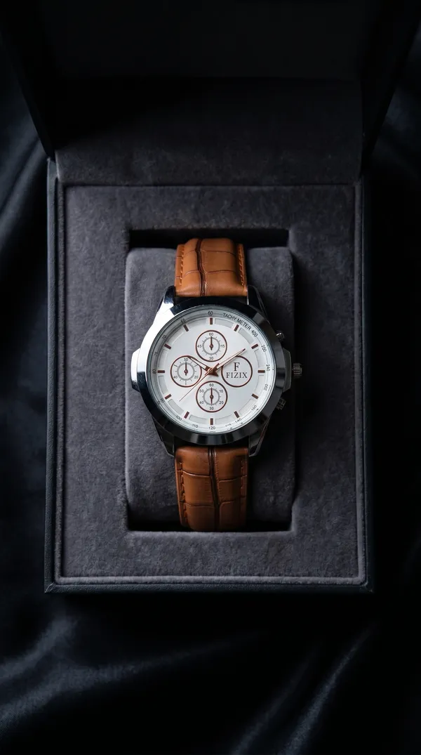 Brown_Leather_Strap_Silver_White_Dial_Chronograph_Watch_For_Men