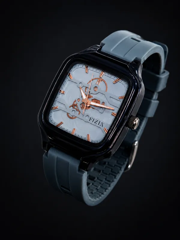 Grey_Silicone_Square_Skeleton_Dial_Watch_For_Unisex