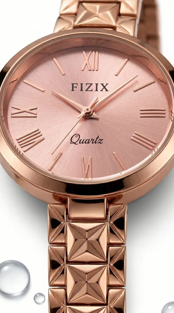 Rose_Gold_Stainless_Steel_Geometric_Link_Bracelet_Analog_Watch_For_Women