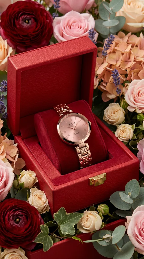 Rose_Gold_Stainless_Steel_Geometric_Link_Bracelet_Analog_Watch_For_Women