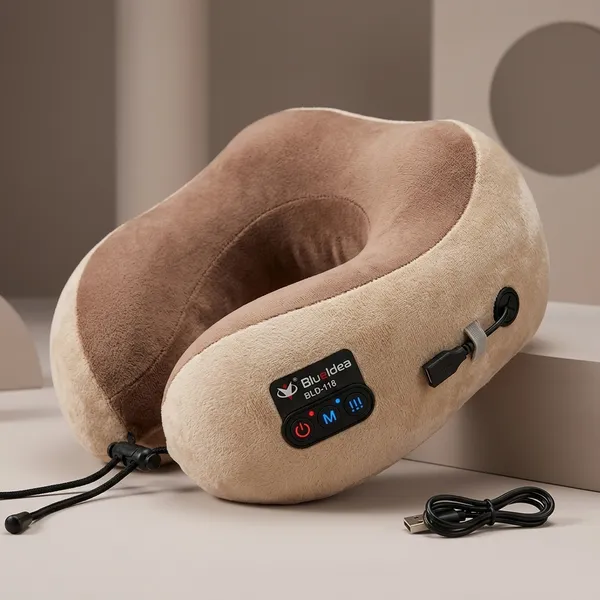 Beige_Rechargeable_Cordless_U-Shape_Neck_Massage_Pillow
