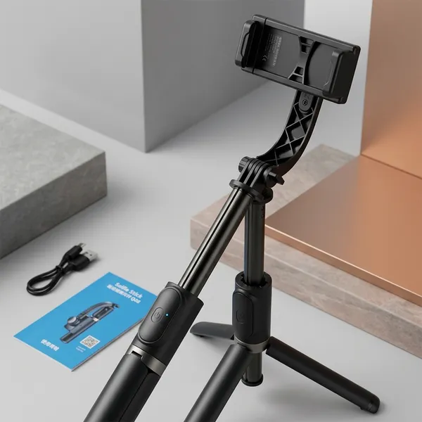 Black_Extendable_Selfie_Stick_Tripod_With_Bluetooth_Remote