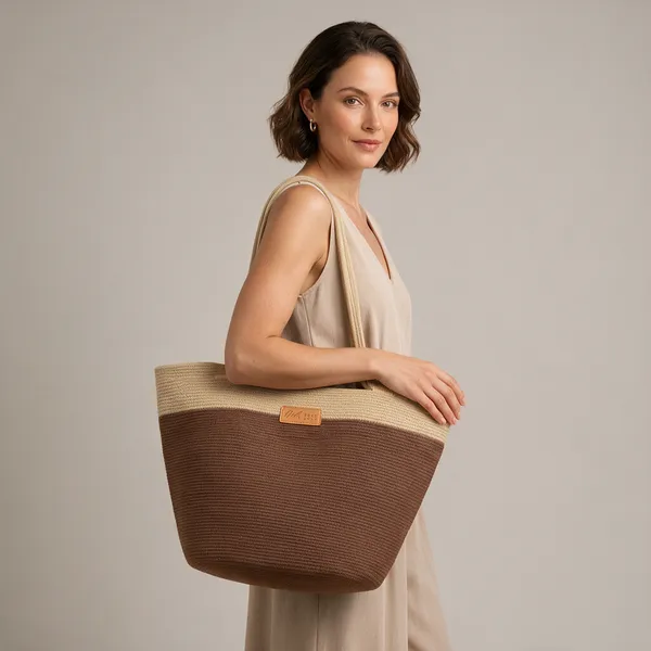 Brown_Ribbed_Fabric_Ribbed_Tote_Handbag_For_Women