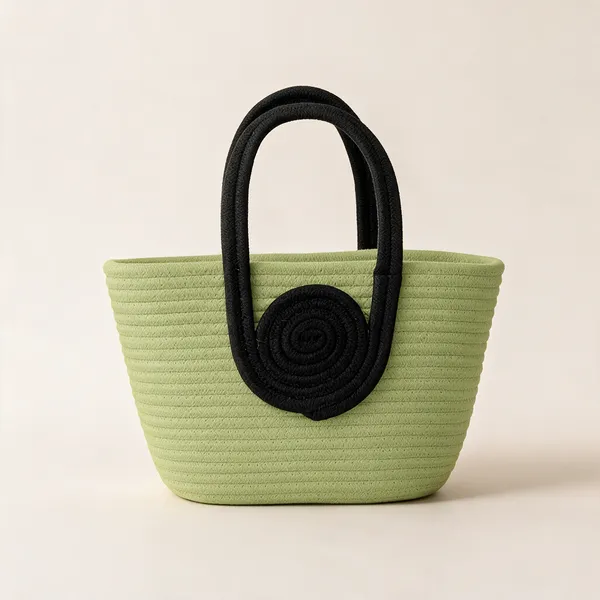 Green_Polyester_Textured_Tote_Handbag_For_Women