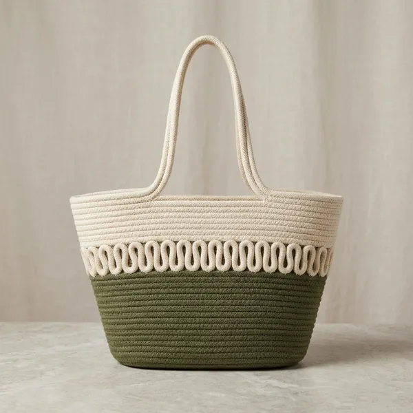 Olive_Green_Woven_Fabric_Woven_Shoulder_Tote_Bag_For_Women