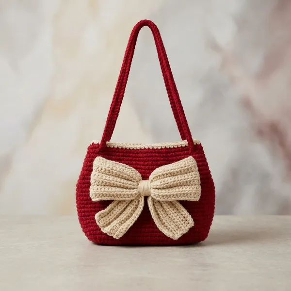 Burgundy_Crochet_Fabric_Crochet_Shoulder_Bag_For_Women