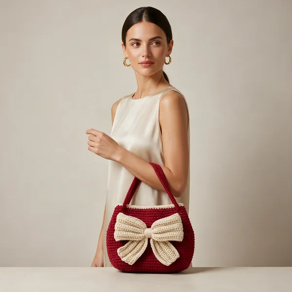 Burgundy_Crochet_Fabric_Crochet_Shoulder_Bag_For_Women