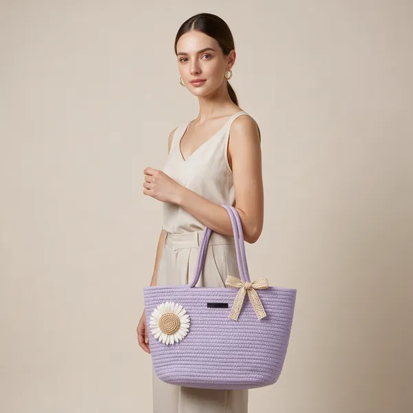 Lilac_Woven_Fabric_Woven_Tote_Handbag_For_Women