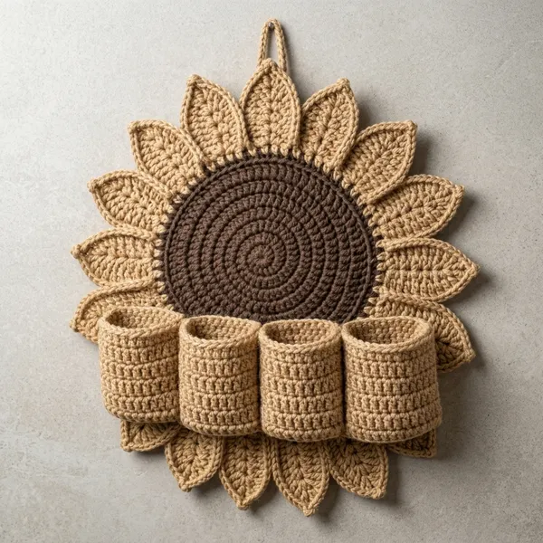 Yellow_Crochet_Fabric_Wall_Organizer_For_Home_Organization