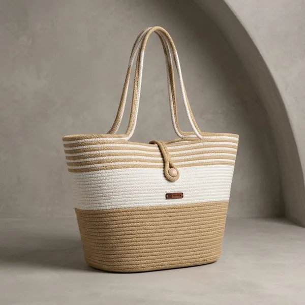 Beige_Woven_Fabric_Woven_Shoulder_Bag_For_Women