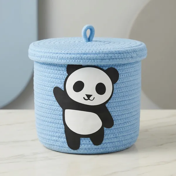 Light_Blue_Cotton_Storage_Basket_With_Lid_For_Home_Storage