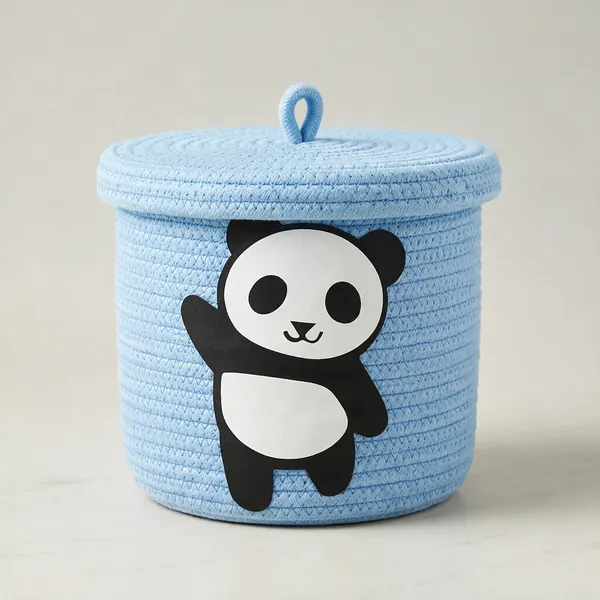 Light_Blue_Cotton_Storage_Basket_With_Lid_For_Home_Storage