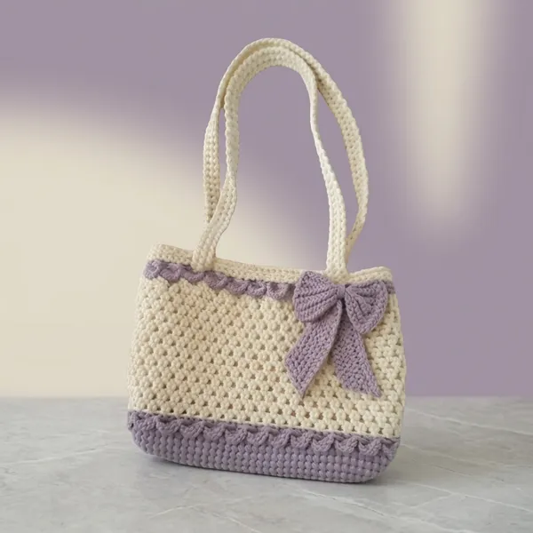 Cream_Crochet_Fabric_Crochet_Tote_Bag_For_Women